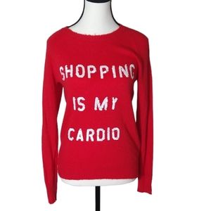 Wildfox White Label "Shopping is my Cardio" angora blend knit sweater shirt top